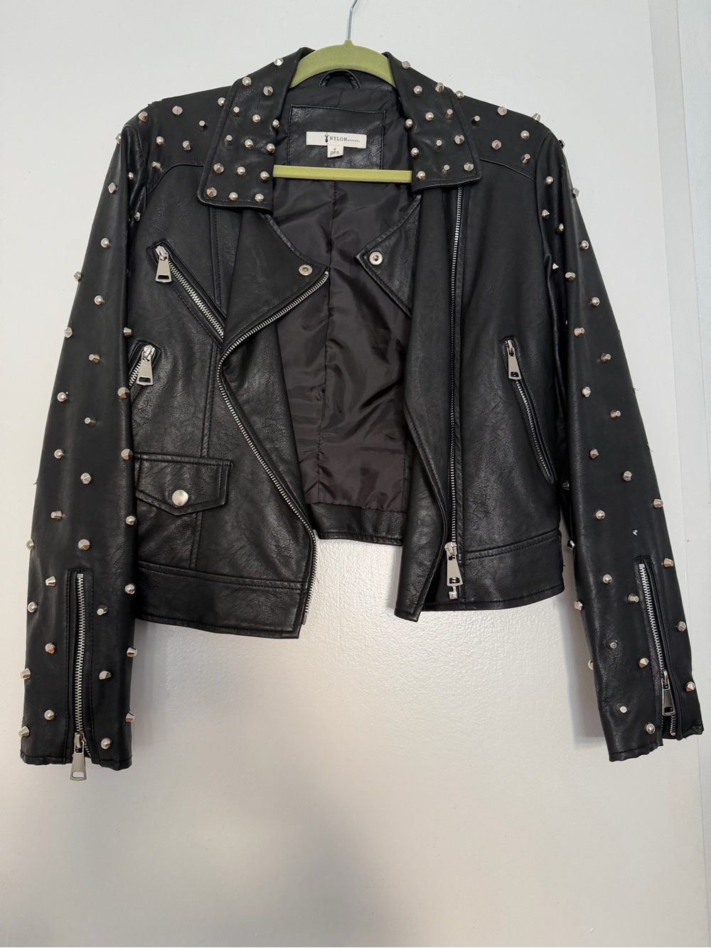 Xhilaration Black Studded Faux Leather Moto Jacket